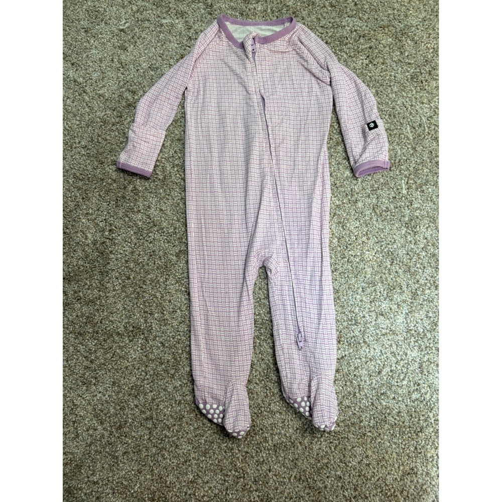 Sweet Bamboo Footed Sleeper Girls 3-6 Months Purple Hand Covers Two-Way Zip PJ